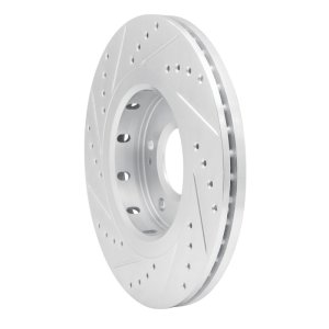 Mitsubishi Lancer Brake Rotor (1) - Front Right - R1 Concepts - Drill & Slot - Silver - `09-`15